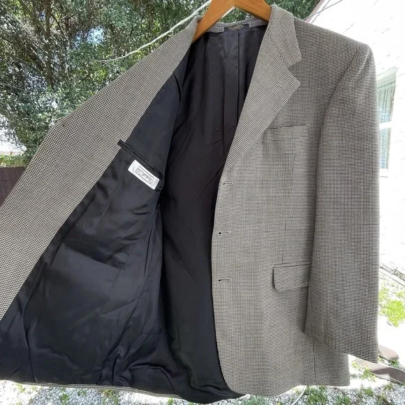 VTG Gianfranco Ruffini Italy Men's 42R Wool Houndstooth Blazer Jacket Sport Coat - Picture 7 of 13